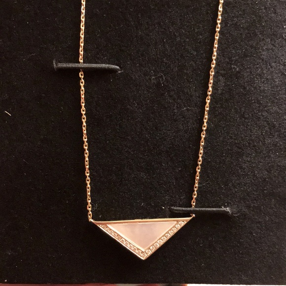 $1,000 Diamond 14K gold mother of pearl triangle necklace Designer Fred Sage - Picture 12 of 16